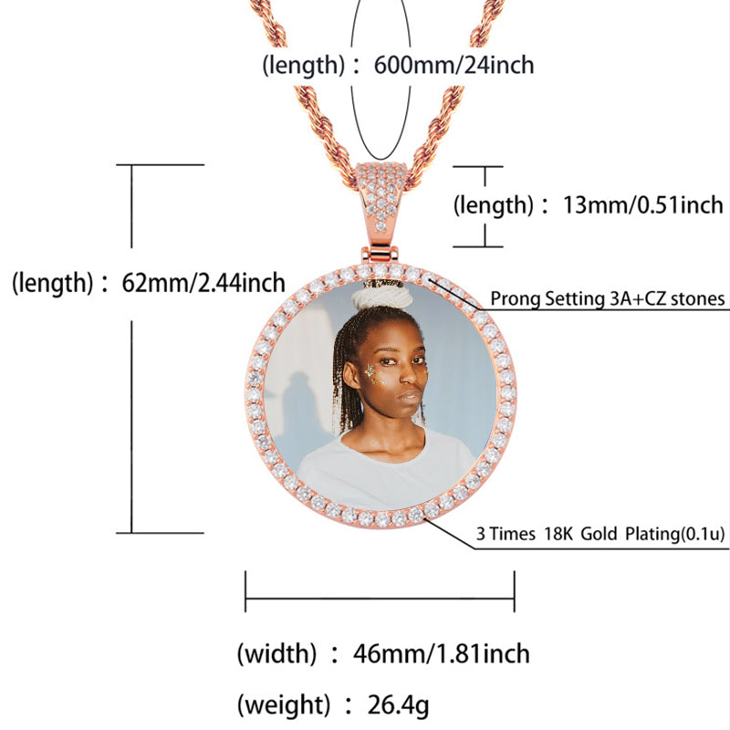 Photo Medallion Necklace Custom Rapper Mens Chain With Picture Pendant - Oarse