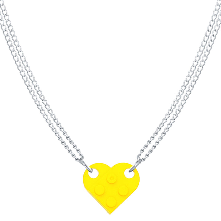 Best Friend Heart Necklace With Lego Elements, Two Piece Heart Necklace For Couples - Oarse