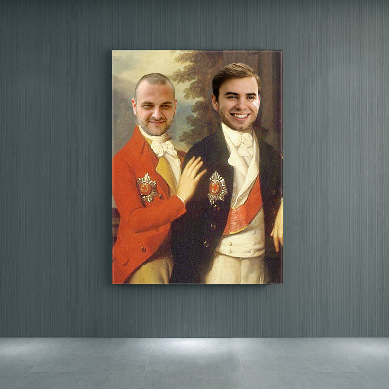 Custom Two Prince Pet Portrait Canvas, Pet And Owner Painting - Oarse