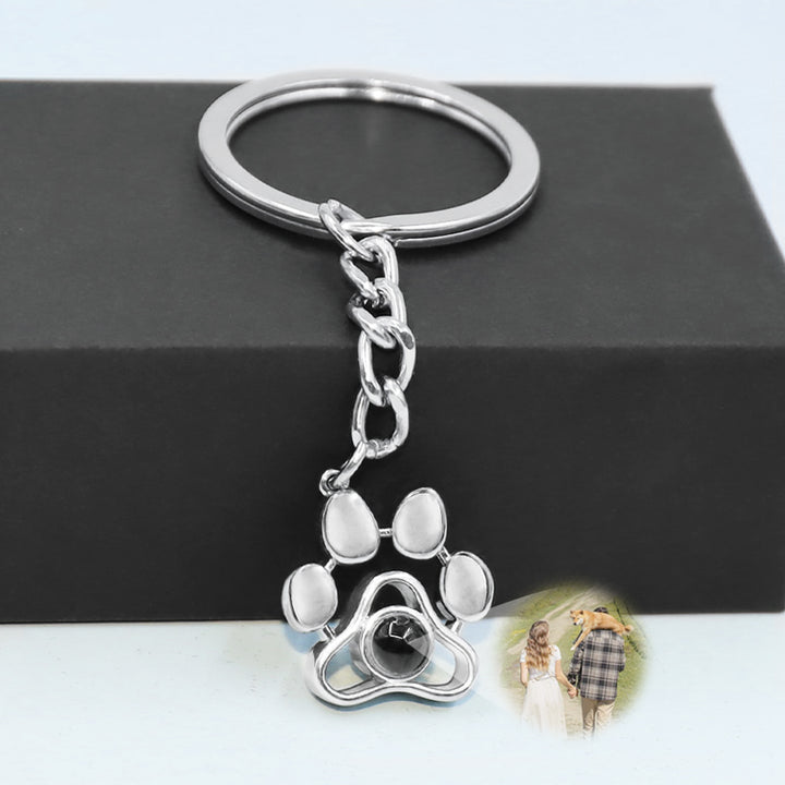 Paw Photo Projection Keychain For Couple And Pet - Oarse