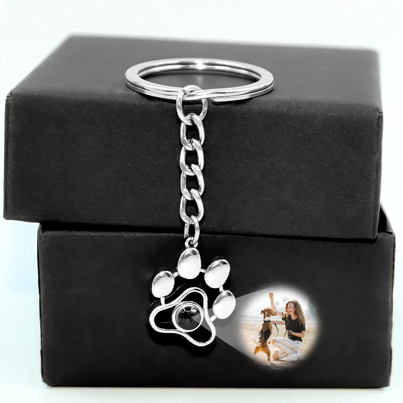 Paw Photo Projection Keychain For Couple And Pet - Oarse