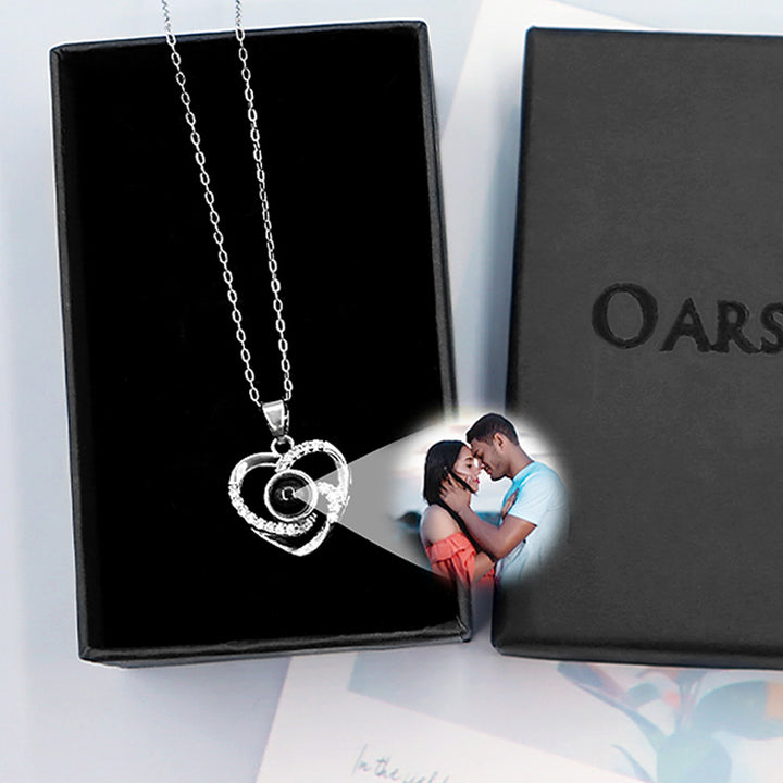 Heart Pendant Projection Necklace With Photo Inside - Oarse