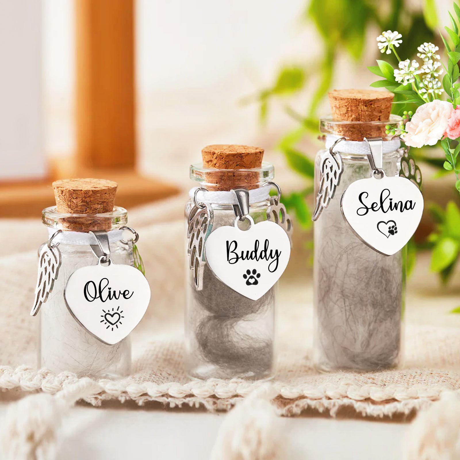 Custom Pet Fur Memorial Jar Personalized Dog Keepsake Urns for Ashes - OARSE