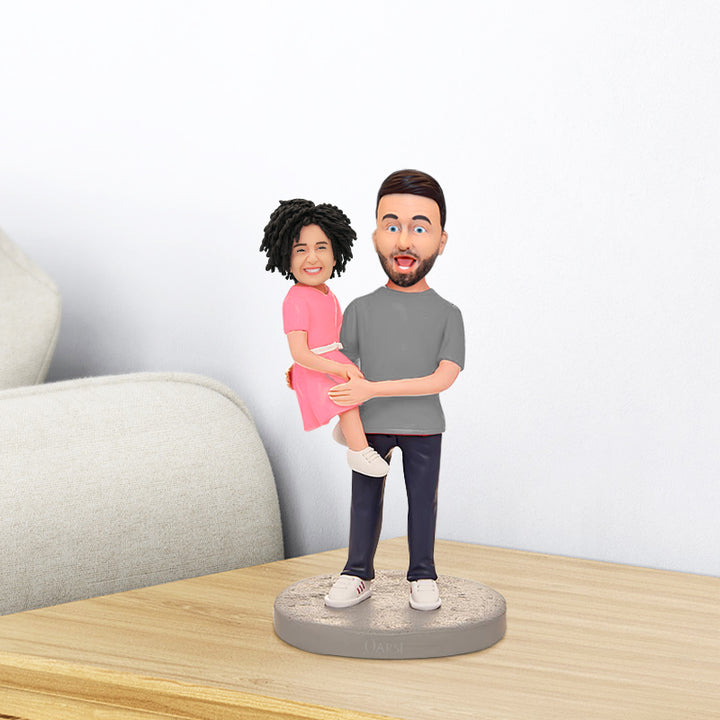 Father And Daughter Personalized Bobblehead Dolls, Custom Made Bobblehead Dolls - OARSE