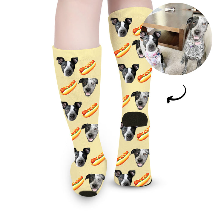 Personalized Pet Face Sock with Picture Customized Dog Stocking with Pizza, Burger - OARSE