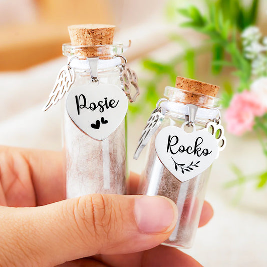 Custom Pet Fur Memorial Jar Personalized Dog Keepsake Urns for Ashes - OARSE