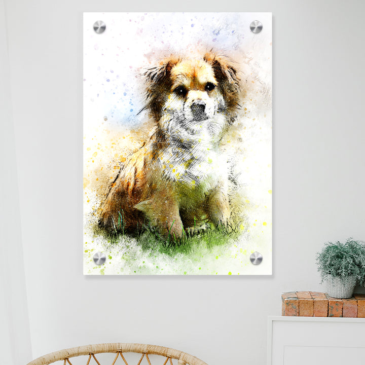 Custom Pet Portrait Watercolor Canvas Art Print of Your Dog Portrait - OARSE
