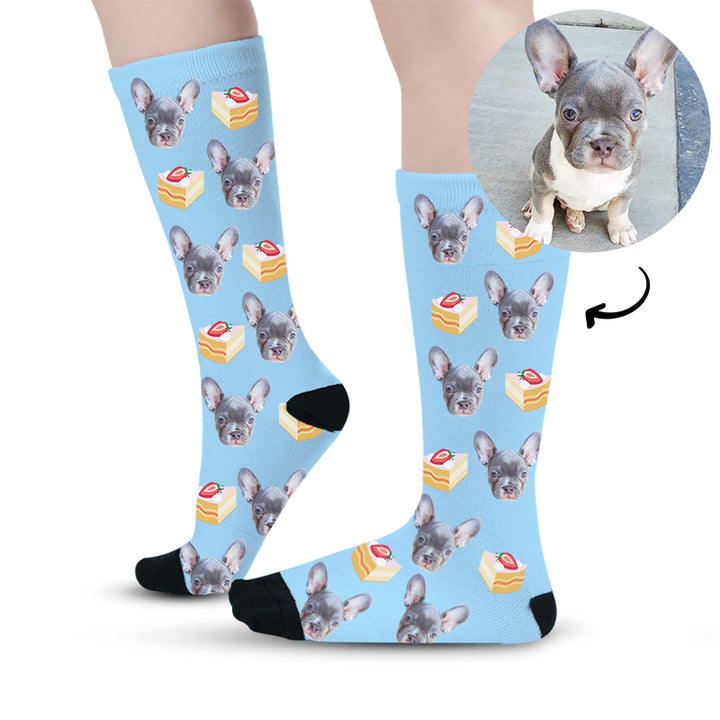 Personalized Pet Photo Socks Customized Doughnut Socks with Dog Face for Pet Lover - OARSE