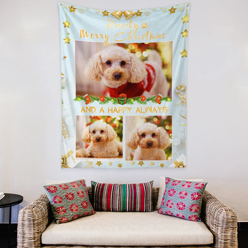 Custom Cat Christmas Tapestry Wall Hanging Personalized Picture Photo Tapestry for Home Decor - OARSE