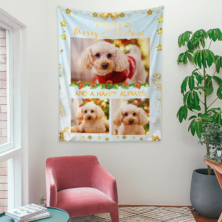 Custom Cat Christmas Tapestry Wall Hanging Personalized Picture Photo Tapestry for Home Decor - OARSE