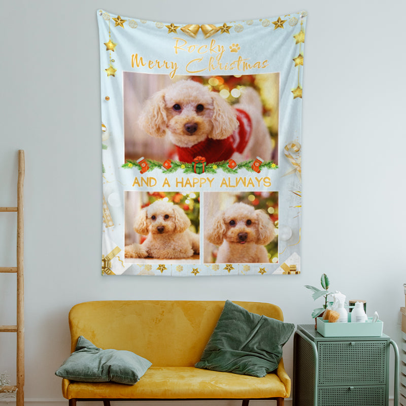 Custom Cat Christmas Tapestry Wall Hanging Personalized Picture Photo Tapestry for Home Decor - OARSE