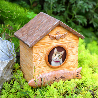 Custom Cat Cremation Urn with Photo Frame Personalized Pet Loss Memorial Gift - OARSE