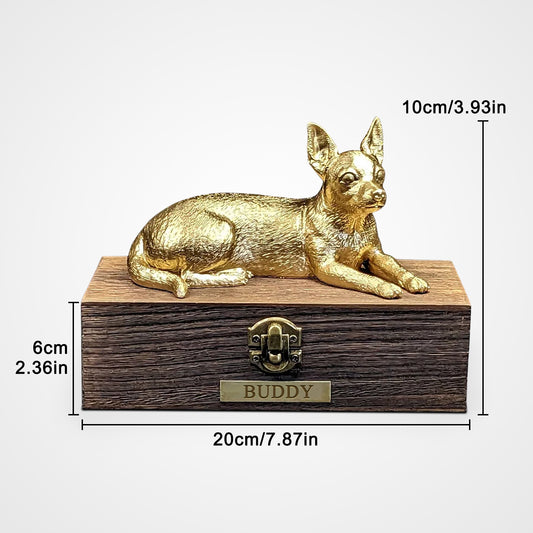 Custom Chihuahua  Ashes Boxes Engraved with Name Plate for Urn - OARSE