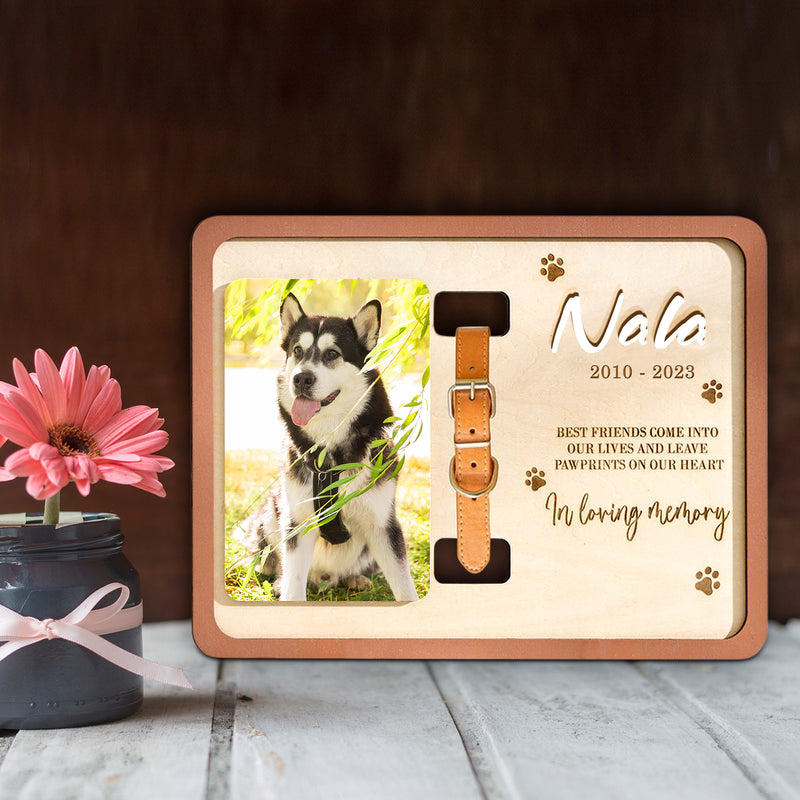 Custom Dog Remembrance Picture Frame with Collar Personalized Cat Memorial Frame For Pet Lovers - OARSE