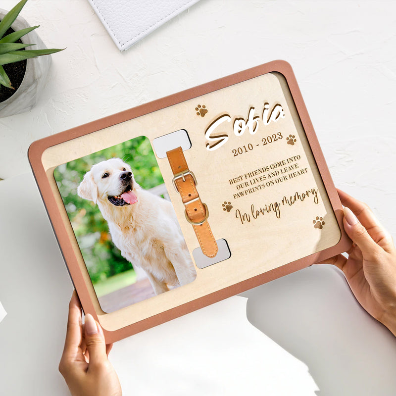 Custom Dog Remembrance Picture Frame with Collar Personalized Cat Memorial Frame For Pet Lovers - OARSE