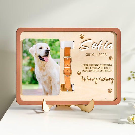 Custom Dog Remembrance Picture Frame with Collar Personalized Cat Memorial Frame For Pet Lovers - OARSE