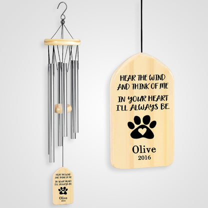 Custom Engraved Wind Chime with Name Personalized Pet Memorial Gift for Loss of Dog - OARSE