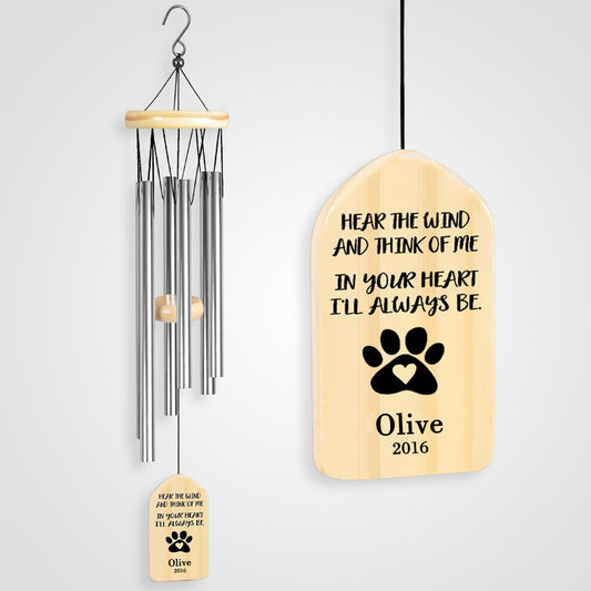 Custom Engraved Wind Chime with Name Personalized Pet Memorial Gift for Loss of Dog - OARSE
