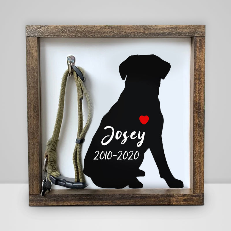 Custom Pet Collar Memorial Frame Personalized Dog Memorial Picture Frame with Collar Hook - OARSE