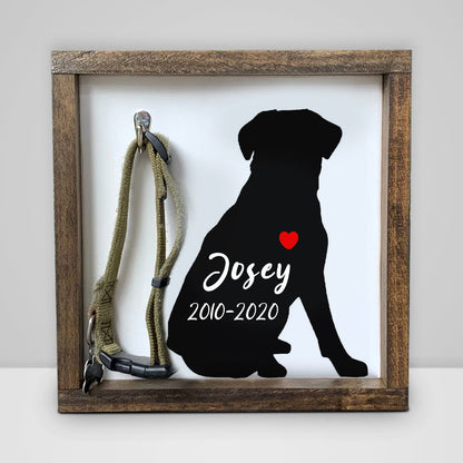 Custom Pet Collar Memorial Frame Personalized Dog Memorial Picture Frame with Collar Hook - OARSE