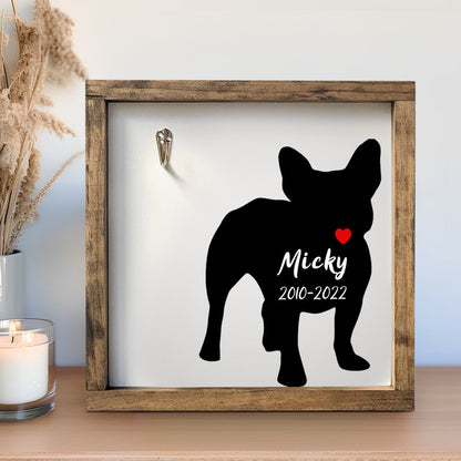 Custom Pet Collar Memorial Frame Personalized Dog Memorial Picture Frame with Collar Hook - OARSE