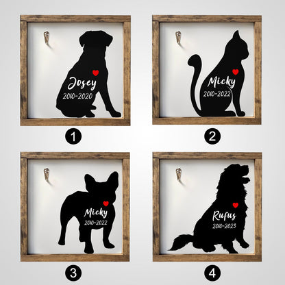 Custom Pet Collar Memorial Frame Personalized Dog Memorial Picture Frame with Collar Hook - OARSE
