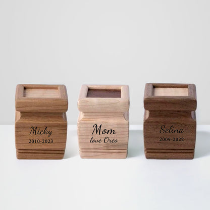Custom Pet Cremation Urns Box with Name Personalized Solid Wood Square Keepsake Urn - OARSE