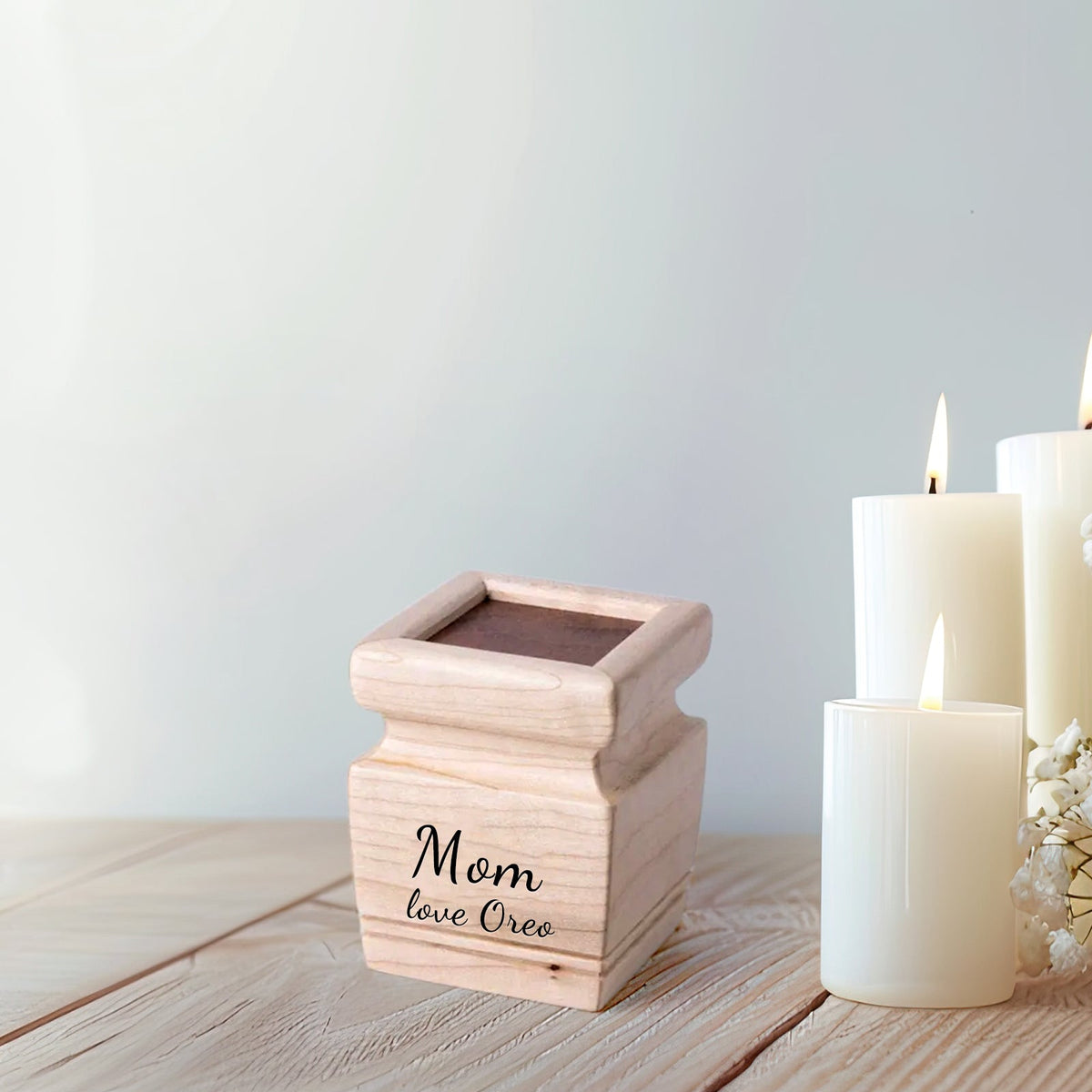Custom Pet Cremation Urns Box with Name Personalized Solid Wood Square Keepsake Urn - OARSE