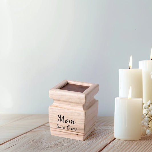 Custom Pet Cremation Urns Box with Name Personalized Solid Wood Square Keepsake Urn - OARSE