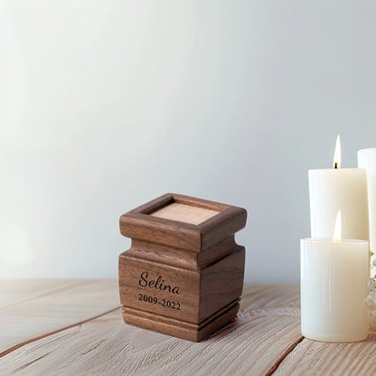 Custom Pet Cremation Urns Box with Name Personalized Solid Wood Square Keepsake Urn - OARSE