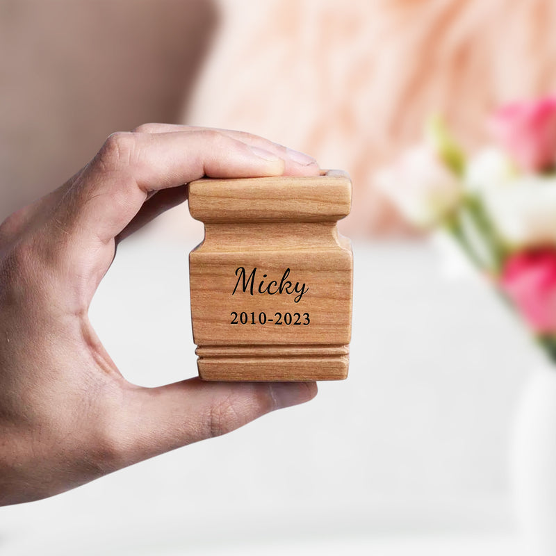 Custom Pet Cremation Urns Box with Name Personalized Solid Wood Square Keepsake Urn - OARSE