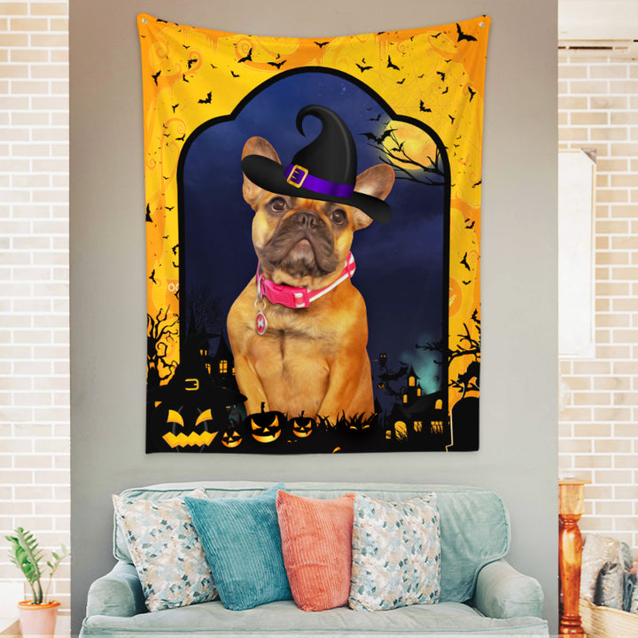 Custom Pet Halloween Tapestry from Photo Personalized Picture Tapestry Wall Hanging - OARSE