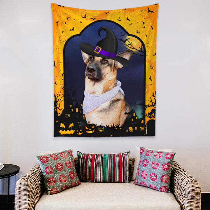 Custom Pet Halloween Tapestry from Photo Personalized Picture Tapestry Wall Hanging - OARSE