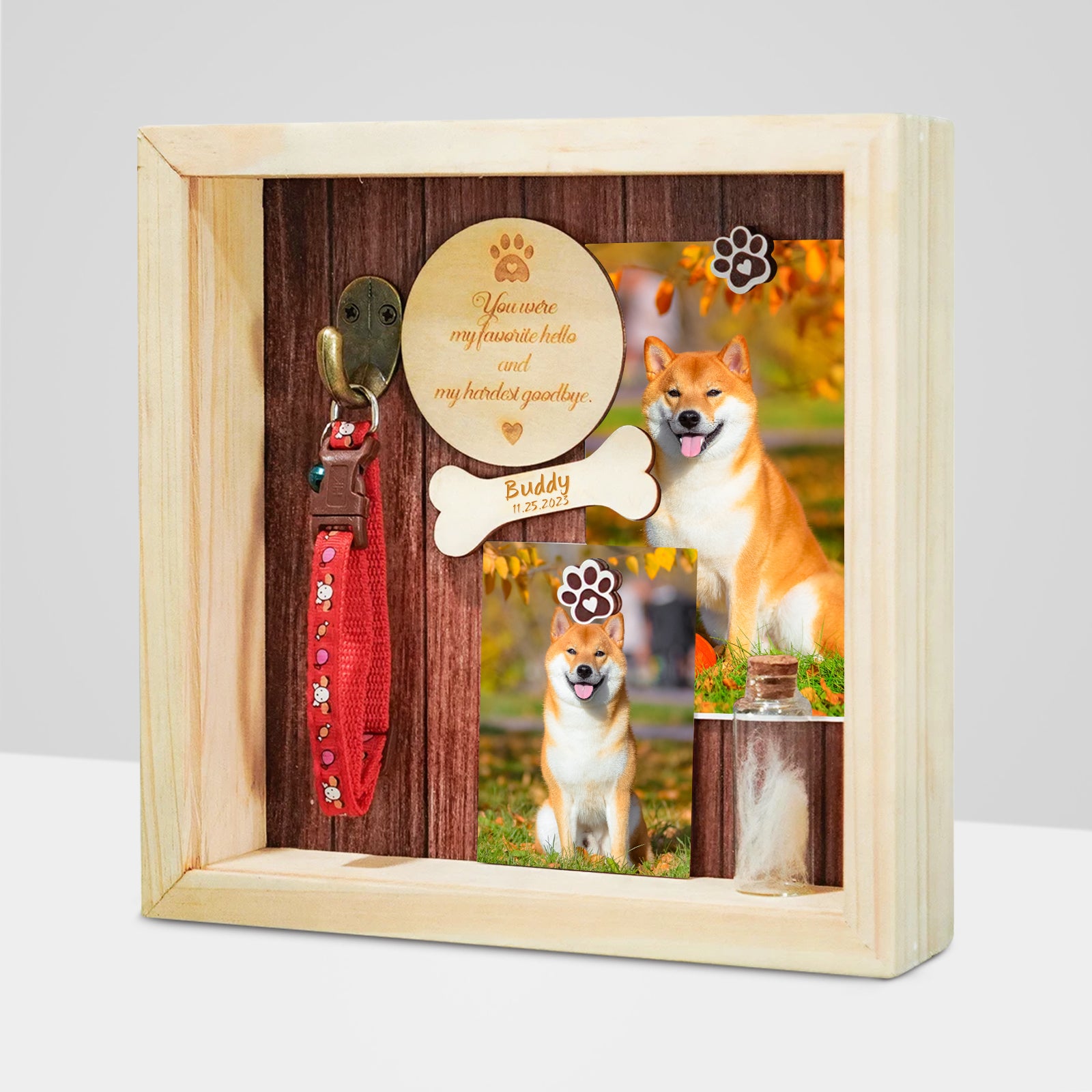 Custom Pet Memorial Shadow Box Frame with Name for Dog Memories - OARSE