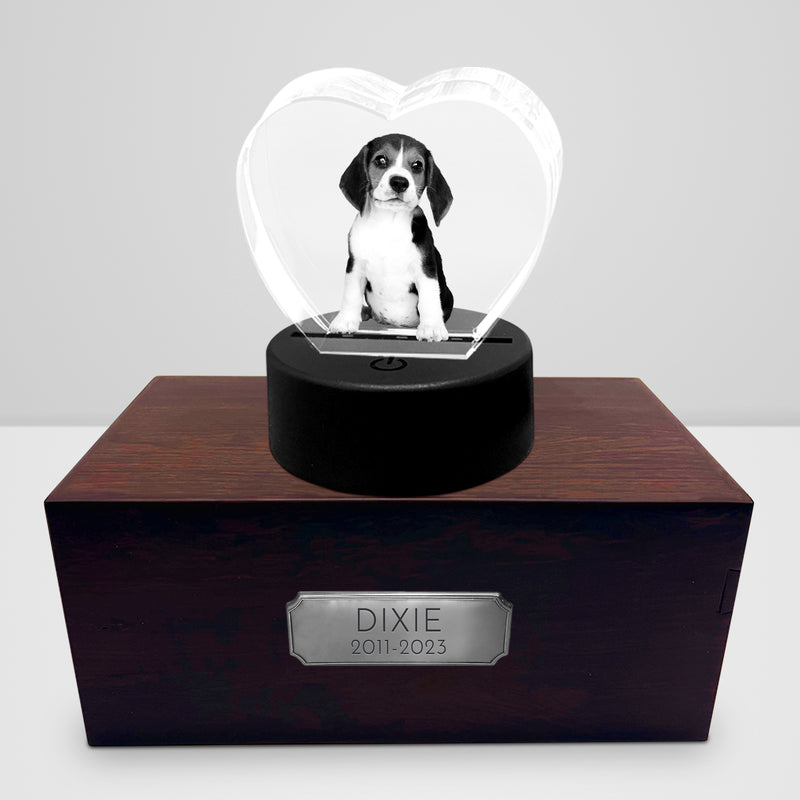 Custom Pet Memorial Urn Set with Engraved Crystal Photo - OARSE