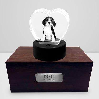 Custom Pet Memorial Urn Set with Engraved Crystal Photo - OARSE