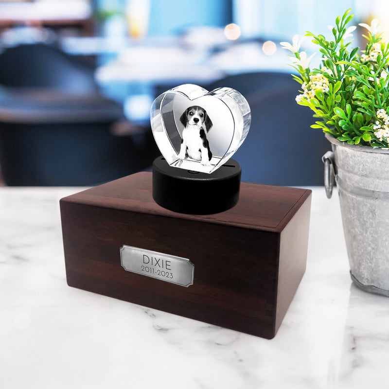 Custom Pet Memorial Urn Set with Engraved Crystal Photo - OARSE