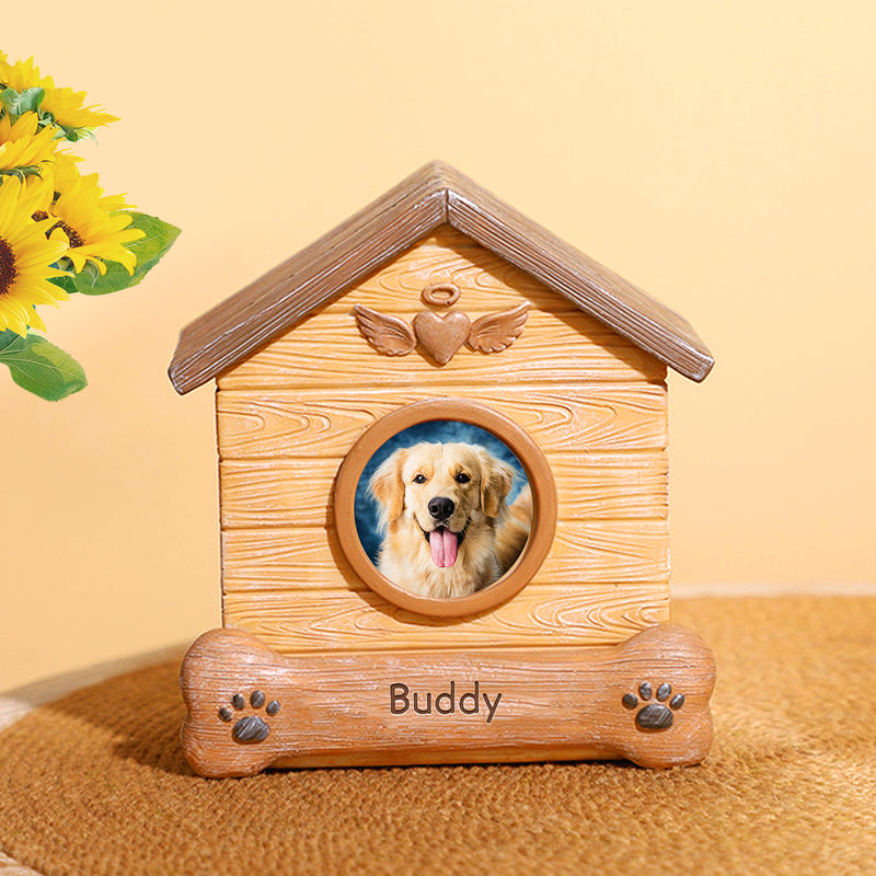 Custom Pet Memorial Urn with Photo Frame Personalized Dog Keepsake Cremation Urn for Ashes - OARSE