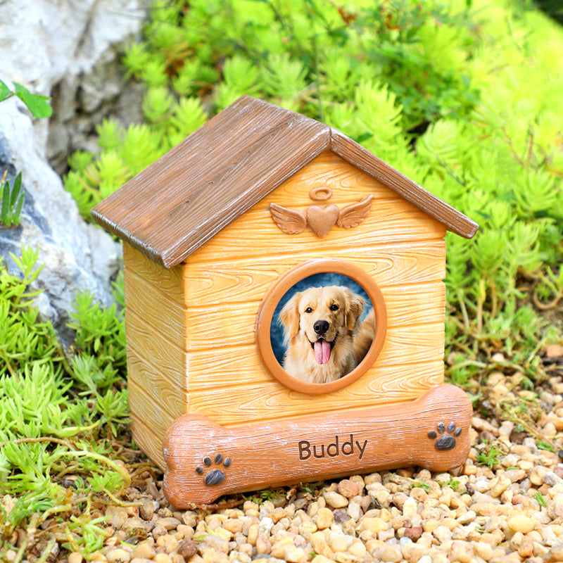 Custom Pet Memorial Urn with Photo Frame Personalized Dog Keepsake Cremation Urn for Ashes - OARSE