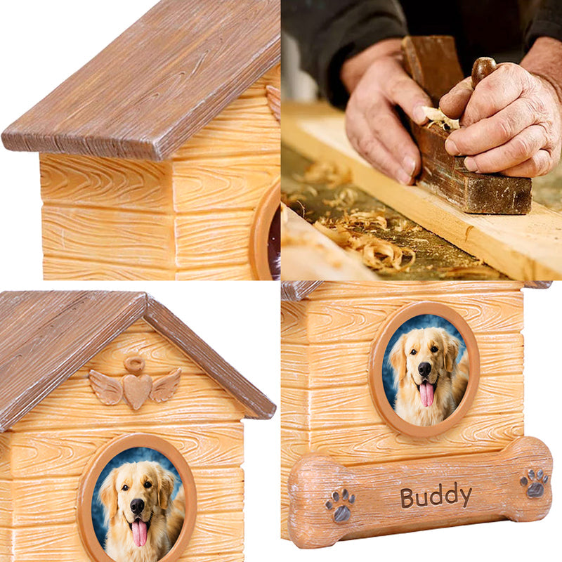 Custom Pet Memorial Urn with Photo Frame Personalized Dog Keepsake Cremation Urn for Ashes - OARSE