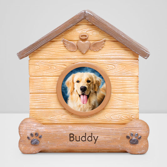 Custom Pet Memorial Urn with Photo Frame Personalized Dog Keepsake Cremation Urn for Ashes - OARSE