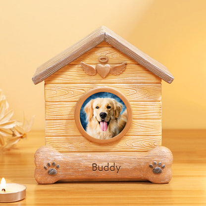 Custom Pet Memorial Urn with Photo Frame Personalized Dog Keepsake Cremation Urn for Ashes - OARSE