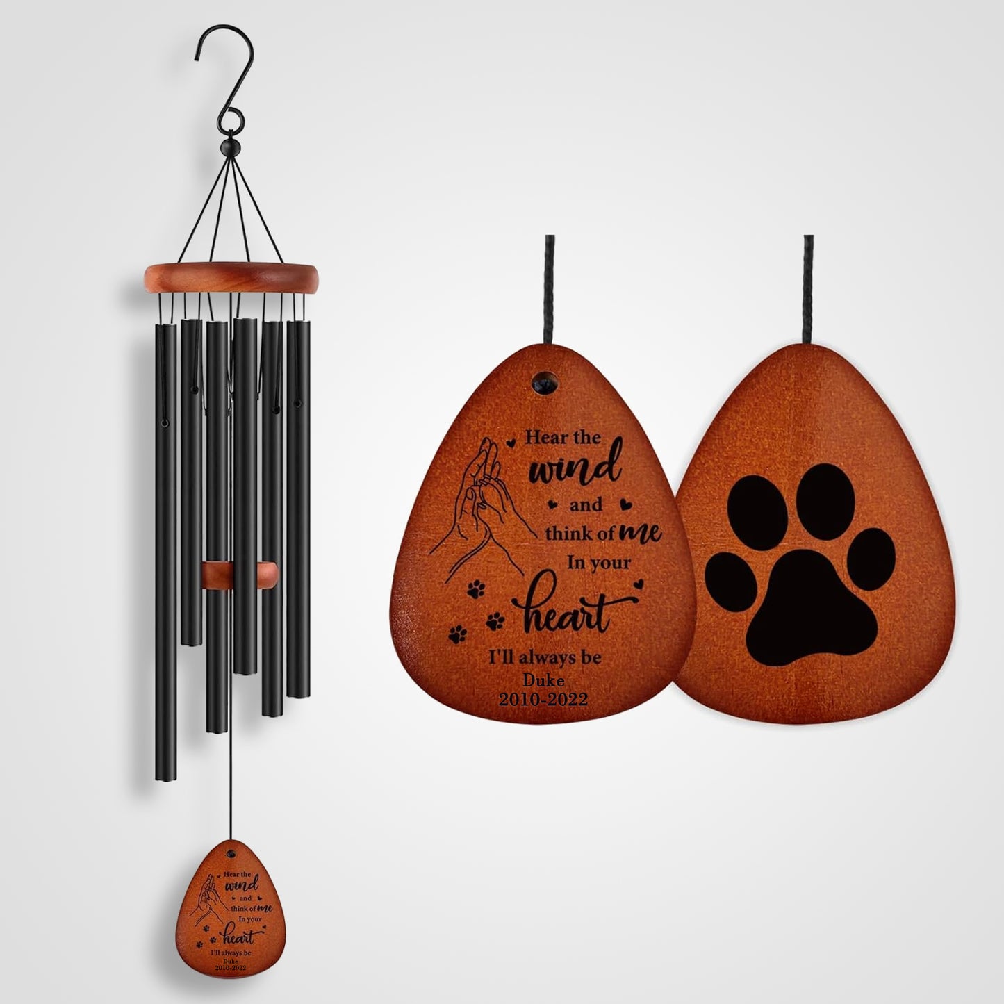 Custom Pet Memorial Wind Chime with Name Personalized Pet Sympathy Gift for Loss of Dog - OARSE