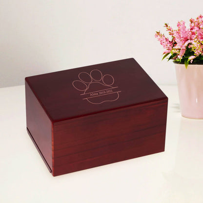 Custom Pet Memory Box with Name Personalized Wooden Pet Keepsake Cremation Urns for Dogs & Cats - OARSE