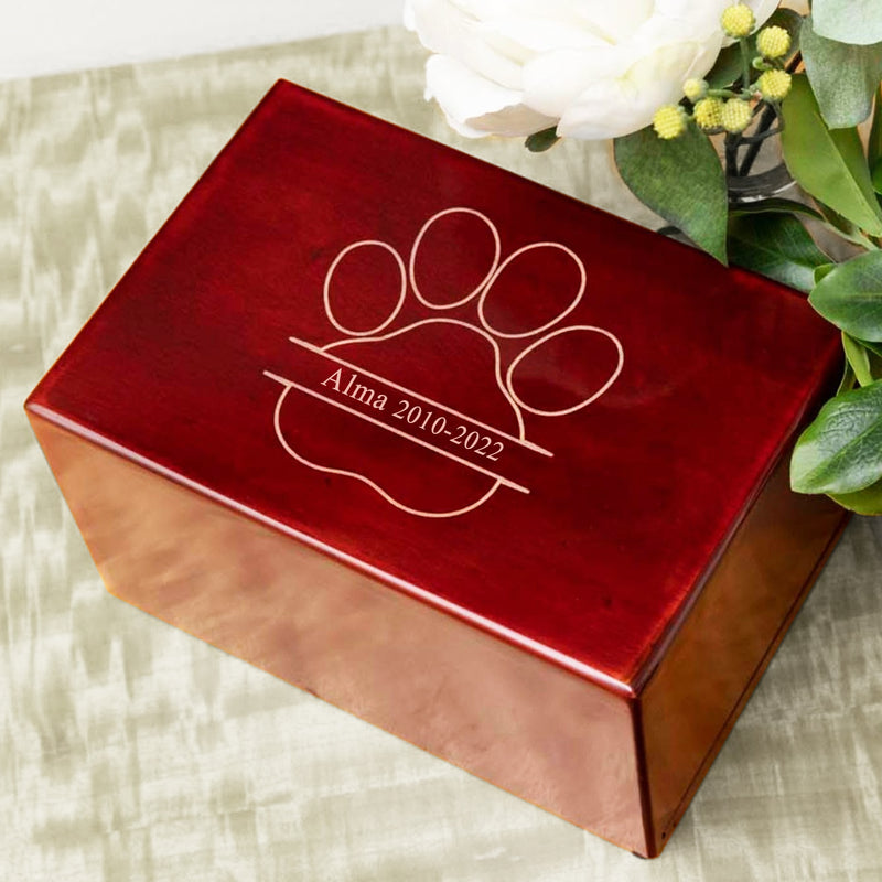 Custom Pet Memory Box with Name Personalized Wooden Pet Keepsake Cremation Urns for Dogs & Cats - OARSE