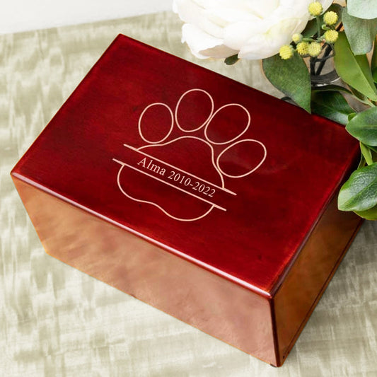 Custom Pet Memory Box with Name Personalized Wooden Pet Keepsake Cremation Urns for Dogs & Cats - OARSE