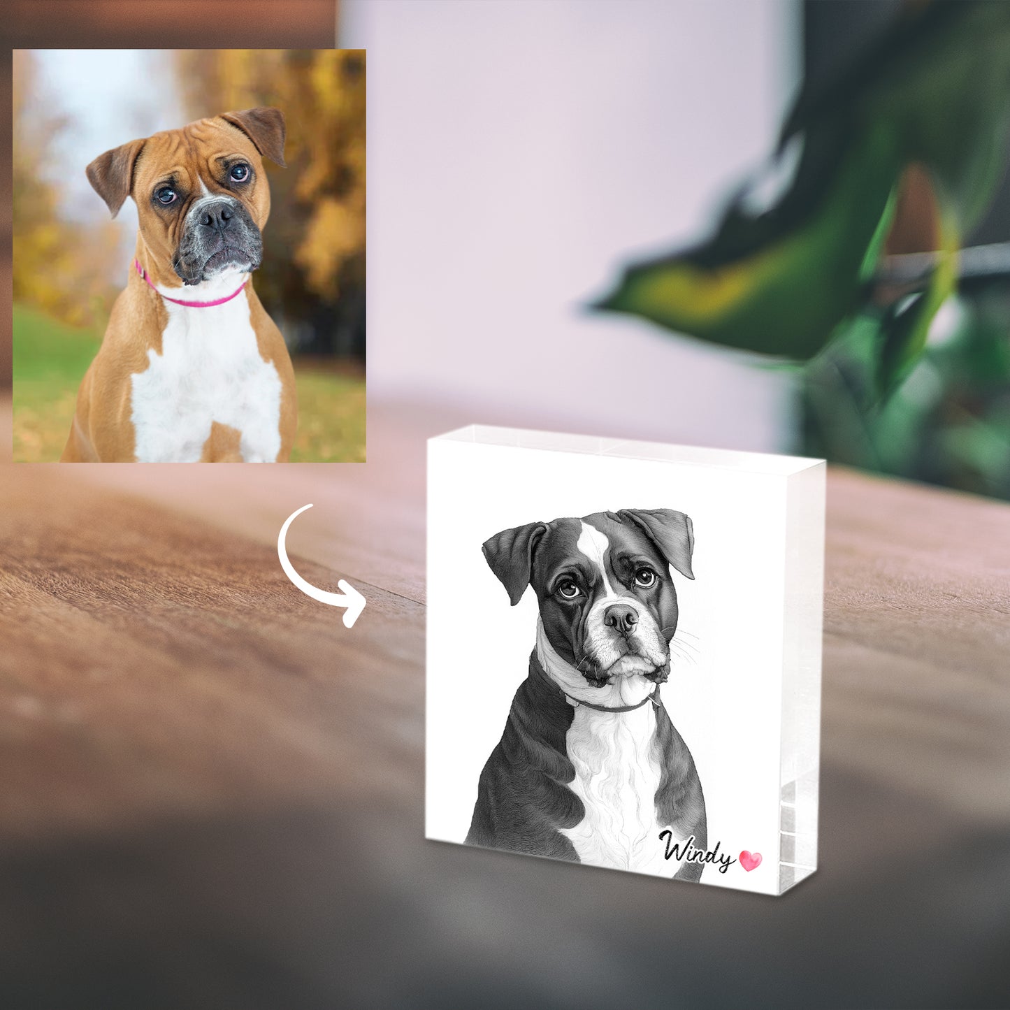 Custom Pet Portrait Acrylic Photo Block - OARSE