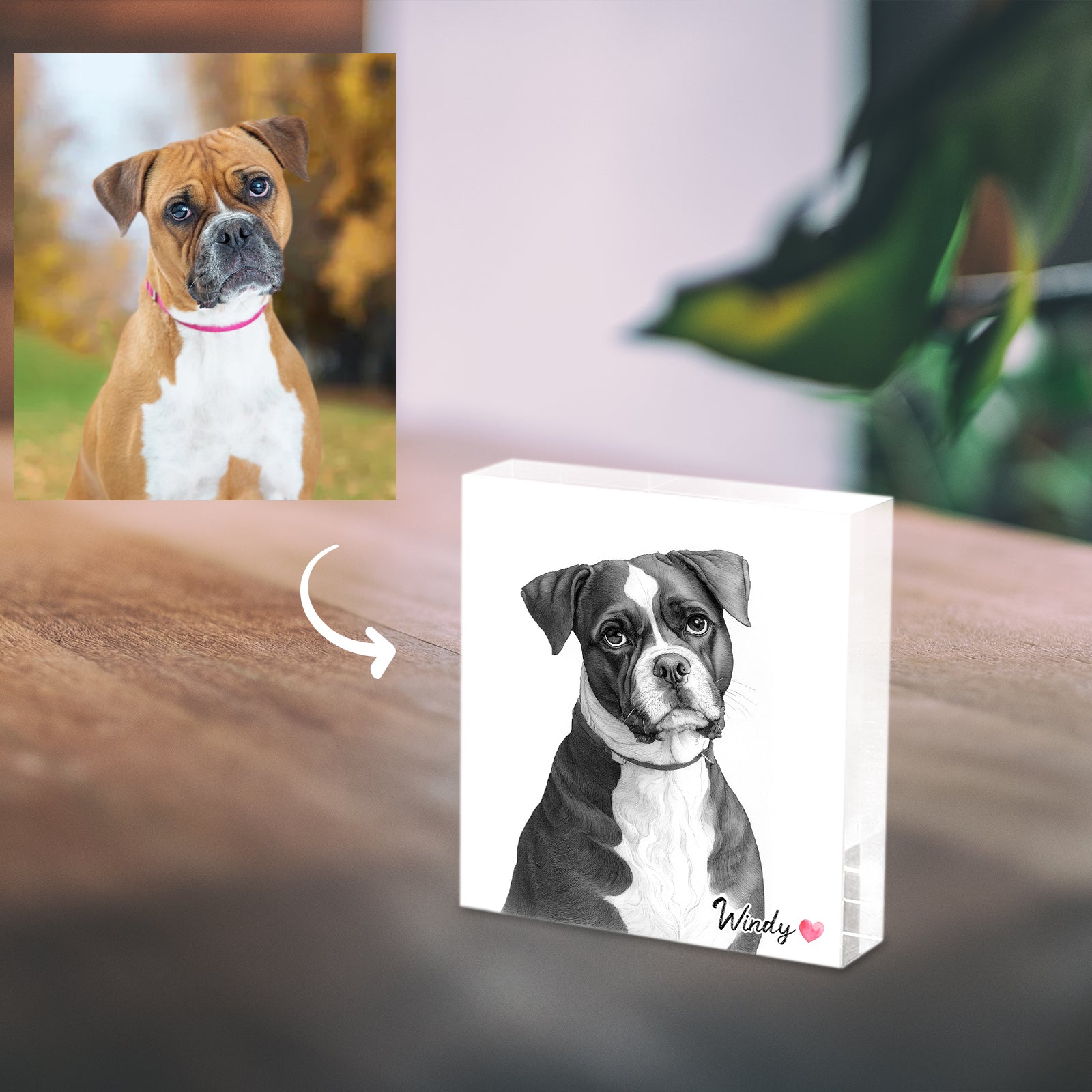 Custom Pet Portrait Acrylic Photo Block - OARSE