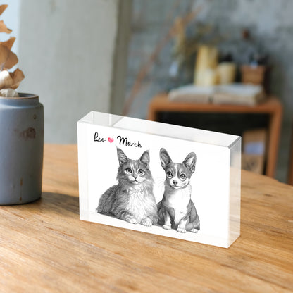 Custom Pet Portrait Acrylic Photo Block - OARSE