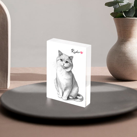Custom Pet Portrait Acrylic Photo Block - OARSE